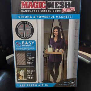 NIB Magic Mesh Heavy Duty Hands-Free Screen Door With Magnets 83"x39"